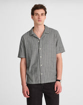 Textured Stripe Camp-Collar Shirt NAVY