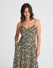 Ruched High-Low Slip Dress DARK CAROB