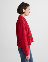 Boxy-Crop Jacket in Suede CRIMSON