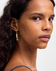 Fish Charm Huggie Hoop Earrings ANTIQUE GOLD