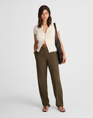 High-Rise Barrel-Leg Pants BURNISHED OLIVE