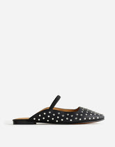The Greta Ballet Flat Mule in Studded Leather TRUE BLACK MULTI