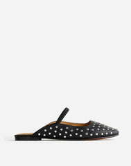 The Greta Ballet Flat Mule in Studded Leather TRUE BLACK MULTI