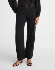 The Petite Darted Barrel-Leg Jean WASHED BLACK