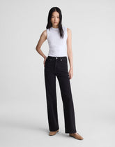 The Petite Wide-Leg Jean in Super Stretch Denim BLACK FROST