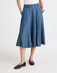 Flared Denim Midi Skirt: Airy Denim Edition MOSBY WASH