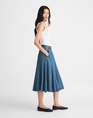 Flared Denim Midi Skirt: Airy Denim Edition MOSBY WASH