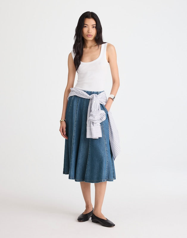 Flared Denim Midi Skirt: Airy Denim Edition MOSBY WASH