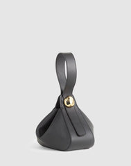 The Sculpted Metal Wristlet Bag TRUE BLACK