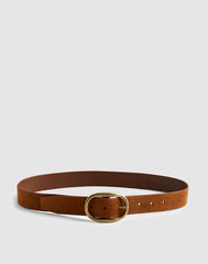Oval Buckle Belt in Suede RUSSET
