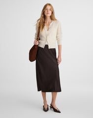 Satin Midi Slip Skirt BLACK WALNUT
