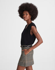 Suiting Mini Skirt in Plaid BROWN GRAY PLAID