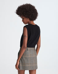 Suiting Mini Skirt in Plaid BROWN GRAY PLAID