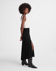 Circle Midi Skirt in Crêpe de Chine JET BLACK