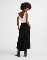 Circle Midi Skirt in Crêpe de Chine JET BLACK