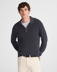 Cotton Shaker-Stitch Polo OBSIDIAN BLUE