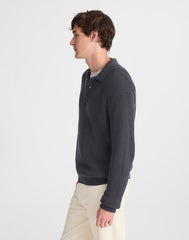 Cotton Shaker-Stitch Polo OBSIDIAN BLUE
