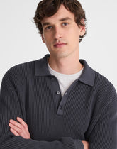 Cotton Shaker-Stitch Polo OBSIDIAN BLUE