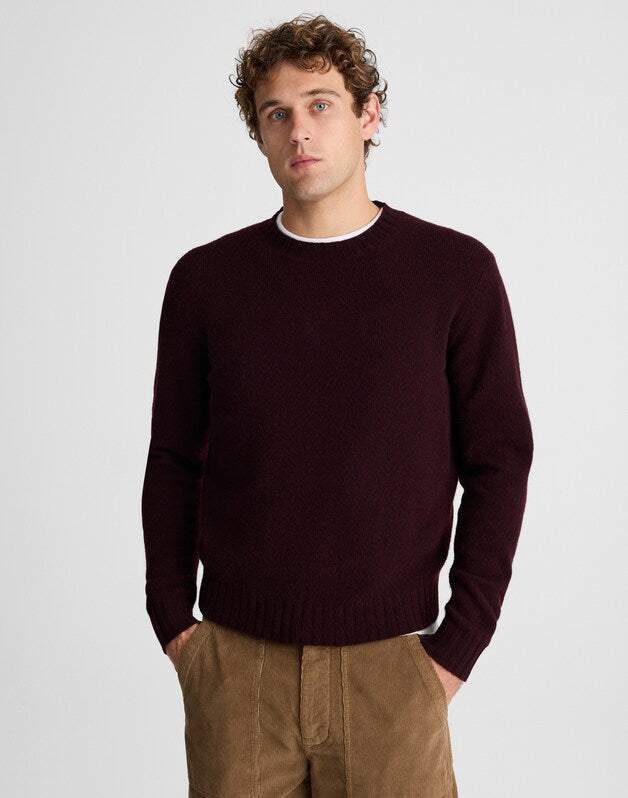 Crewneck Sweater in Heritage Merino Wool DEEP WINE