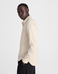 Lightweight Flannel Button-Up Shirt HEATHER OATMEAL