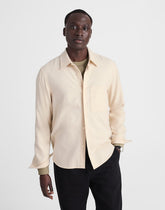 Lightweight Flannel Button-Up Shirt HEATHER OATMEAL