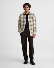 Twill Shirt-Jacket in Broken Plaid GREY
