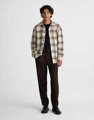 Twill Shirt-Jacket in Broken Plaid GREY