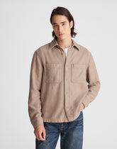 Midweight Flannel Button-Up Shirt LIGHT BROWN