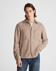 Midweight Flannel Button-Up Shirt LIGHT BROWN