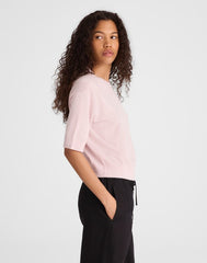 Relaxed Sweater Tee in 100% Cashmere PALE PINK
