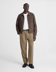 Double-Pleated Twill Trousers in Wool Blend DESERT BROWN