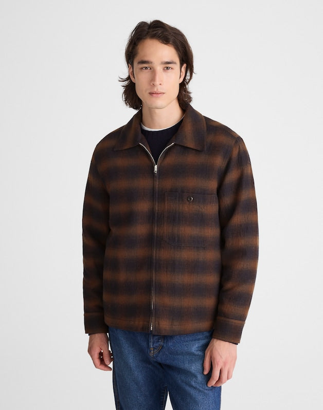 Zip-Front Jacket in Japanese Flannel OMBRE CHECK