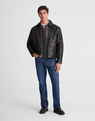 Leather Flight Jacket DARK BLACK