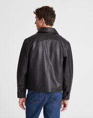 Leather Flight Jacket DARK BLACK