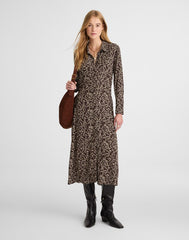 Ruched Midi Shirtdress BRIDGETTE SPOTS BROWN