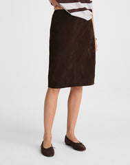 Suede Column Skirt DARK CAROB