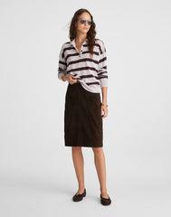 Suede Column Skirt DARK CAROB