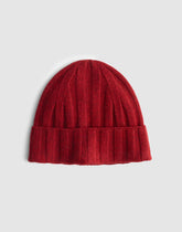 Ribbed Beanie in Heritage Merino Wool HEATHER GARNET
