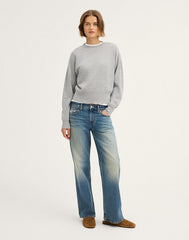 Relaxed Crewneck Sweater in Merino-Silk Blend MEDIUM HTR GREY