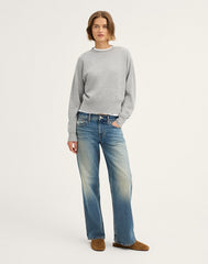 Relaxed Crewneck Sweater in Merino-Silk Blend MEDIUM HTR GREY