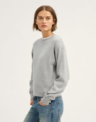 Relaxed Crewneck Sweater in Merino-Silk Blend MEDIUM HTR GREY