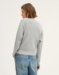 Relaxed Crewneck Sweater in Merino-Silk Blend MEDIUM HTR GREY