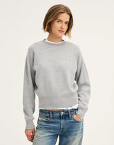 Relaxed Crewneck Sweater in Merino-Silk Blend MEDIUM HTR GREY