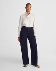 The Curvy Wide-Leg Pant in Garment-Dyed Twill MIDNIGHT NAVY