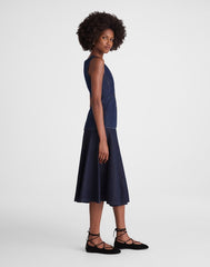 Flared Denim Midi Skirt in Rinse Wash RINSE WASH