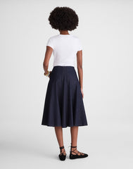 Flared Denim Midi Skirt in Rinse Wash RINSE WASH