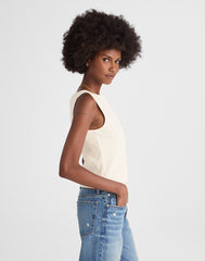 Ribbed Crewneck Shell Top VINTAGE IVORY