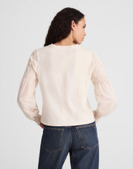 Smocked Long-Sleeve Tee VINTAGE IVORY