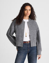 Double-Faced Knit Bomber Jacket HTHR CHARCOAL