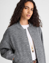Double-Faced Knit Bomber Jacket HTHR CHARCOAL